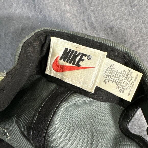 Vintage Nike Snapback Hat Olive Green Black Swoosh 90s Taiwan Adjustable Cap HTF - Picture 14 of 16